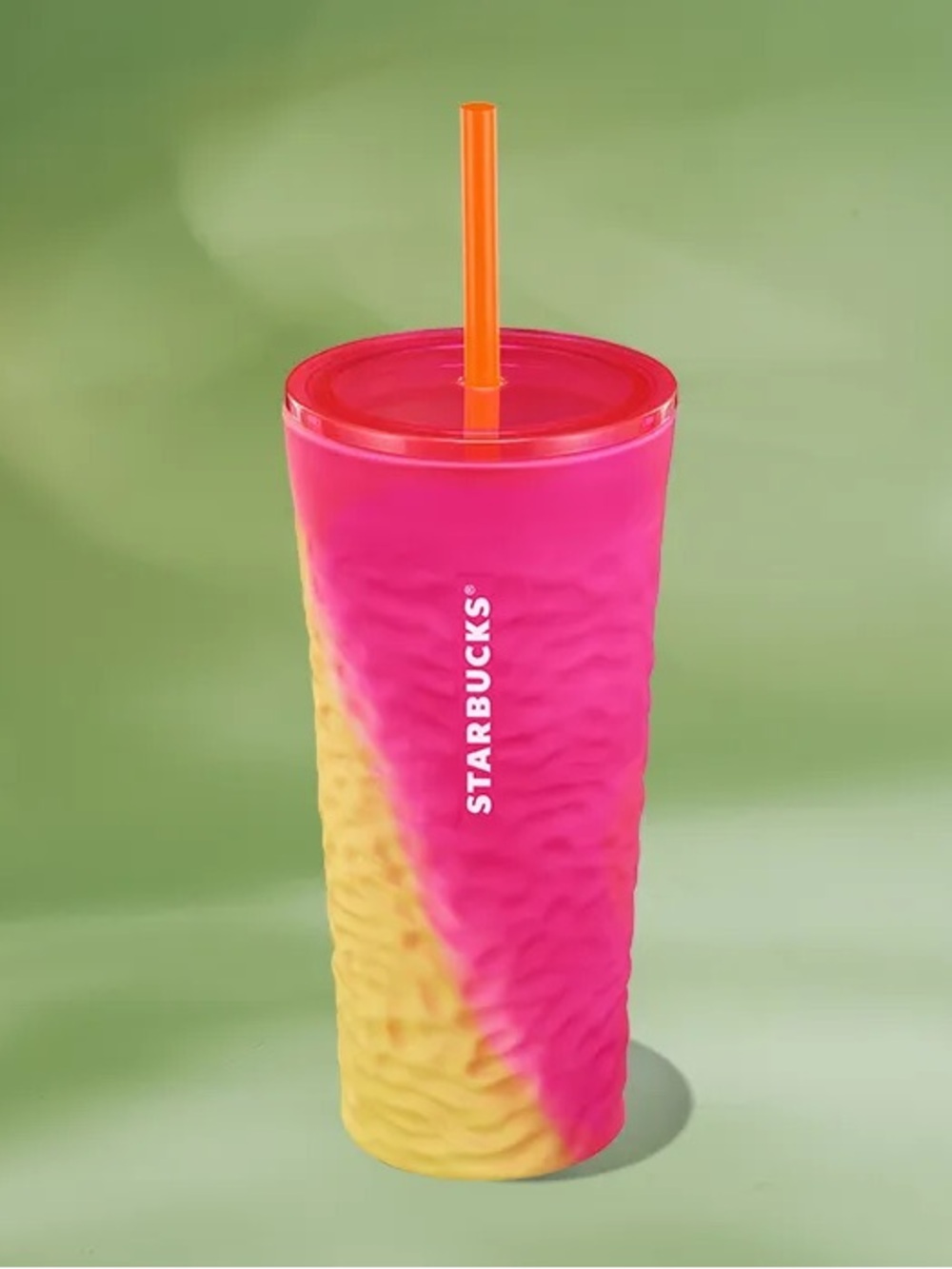 Starbucks Summer 2025 Color Changing Textured 18 Oz Glass Cup Pink and Yellow